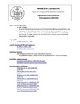 Legislative History: An Act to Promote Comprehensive and Consistent Statewide Environmental Policy and Regulation (HP892)(LD 1289) by Maine State Legislature (115th: 1990-1992)