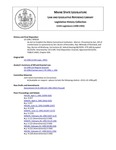 Legislative History:  An Act to Establish the Maine Correctional Institution - Warren (SP518)(LD 1396)