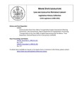 Legislative History:  Communication from Chair, Maine Transportation Capital Improvement Planning Commission, and Commissioner, Maine Department of Transportation: Presenting 
