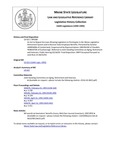 Legislative History: An Act to Repeal the Laws Allowing Legislators to Participate in the Maine Legislative Retirement System and to Receive State Employee Benefits (SP186)(LD 622) by Maine State Legislature (116th: 1992-1994)