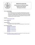 Legislative History: An Act to Regulate the Practice of Cosmetology and Barbering Outside of Licensed Shops (HP856)(LD 1161) by Maine State Legislature (116th: 1992-1994)