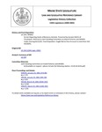 Legislative History: An Act Regarding Hunts of Nuisance Animals (SP63)(LD 234) by Maine State Legislature (120th: 2000-2002)