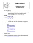 Legislative History: An Act to Continue the Privacy Protection of Health Care Information (HP209)(LD 244) by Maine State Legislature (120th: 2000-2002)