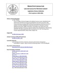 Legislative History: An Act To Make Technical Changes to the Medical Licensure Laws (HP301)(LD 398) by Maine State Legislature (122nd: 2004-2006)