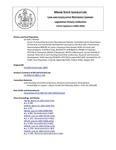 Legislative History: An Act To Amend the Economic Development Statutes (HP1055)(LD 1503) by Maine State Legislature (122nd: 2004-2006)