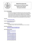 Legislative History: An Act To Create a Graduate School of Biomedical Sciences at the University of Maine (SP530)(LD 1528) by Maine State Legislature (122nd: 2004-2006)
