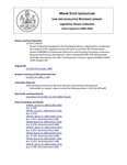 Legislative History: An Act To Maintain Standards for the Plumbing Profession (SP723)(LD 1923) by Maine State Legislature (122nd: 2004-2006)