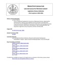Legislative History: An Act To Maintain Standards for Consumers of Mechanical Services (SP733)(LD 1933) by Maine State Legislature (122nd: 2004-2006)
