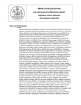 Legislative History: Joint Resolution Memorializing the President of the United States and the United States Congress to Support the Recommendations of the Commission to Protect the Lives and Health of Members of the Maine National Guard (SP484) by Maine State Legislature (124th: 2008-2010)