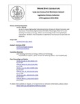 Legislative History:  An Act To Ensure High-quality Telecommunications Services for Maine Consumers and Businesses (HP598)(LD879)