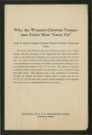 Why the Woman's Christian Temperance Union Must 