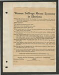 [scrapbook page unnumbered "Woman Suffrage means Economy in Elections"]