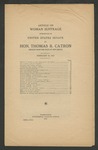 Article on Woman Suffrage Instroduced in United State Senate by Hon. Thomas B. Carton Senator from the State of New Mexico