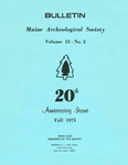 Maine Archaeological Society Bulletin Vol. 15-2 Fall 1965 by Maine Archaeological Society