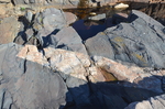 granite block broken into basalt dike