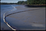 oil spill boom on tidal flat