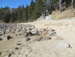 Sand Beach stairs with erosional scarp by Joseph Kelley