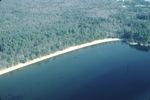 Aerial view of Sebago Lake beach shore