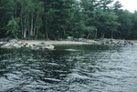 Small boulder jetties at Sebago Lake Frye Island