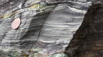 "Tiger-striped" pattern in Goose River Formation, Rockport. by Henry N. Berry IV