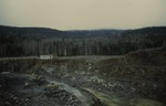 Restigouche Mine open pit diverted stream in woods at edge of clearing - New Brunswick