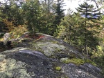 Glacially sculpted ledge area at end of Mount Blue State Park snowshoe trail; ice flow was roughly right to left.