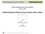 A Brief Geological Review of Coos Canyon, Byron, Maine by Robert G. Marvinney