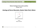 Geology of Horse Mountain, Baxter State Park by Robert A. Johnston