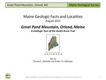 Great Pond Mountain, Orland, Maine; A Geologic Tour of the Stuart Gross Trail