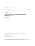 Letter to William Carleton, Camden, Maine October 11, 1825