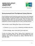 Maine State Library Talking Book Newsletter : Spring/Summer 2022