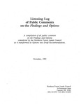 Listening Log of Public Comments on the Findings and Options; A Compilation of all Public Comment on the Findings and Options Considered by the Northern Forest Lands Council as it Transformed its Options into Draft Recommendations