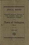 Annual Report of the Selectmen, Assessors, Overseers of the Poor, Treasurer, Town Clerk and Supervisor of Schools of the Town or Orrington for the Year 1921-1922