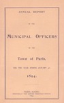 1893 Paris Maine Town Report by Municipal Officers of Paris Maine