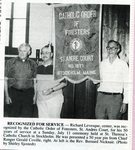 Newspaper clipping - 1993 - Richard Levesque received awars for Catholic Order of Forester's for 50 years of service