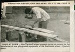 Newspaper clipping - 1988 - Alan Turnbull working at the new playground at the Stockholm school
