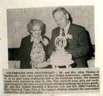 Newspaper clipping - Mr. & Mrs. Allan Thomas celebrate 50th wedding anniversary