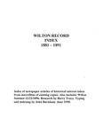 Wilton Record Index, 1881-1891 by Barry Tracy and John Burnham
