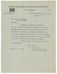 Letter to Brig. Gen. George McL. Presson from M.L. Harris regarding transportation from Waterville to Halifax