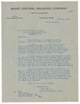 Letter to H.H. Melanson, Canadian Government Railways, from Brig. Gen. George McL. Presson regarding tickets issued to the Maine Unit from Halifax by George McL. Presson