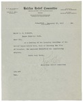 Letter to Major Gilbert M. Elliott from Ralph P. Bell, Secretary of the Halifax Relief Committee, regarding a resolution adopted by the Halifax Relief Committee