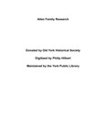 Allen Family Research by York Public Library